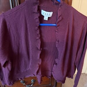 Elle Burgandy Cropped Open Sweater size L